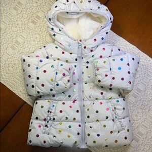 Girl’s Colorful Polka Dot Puffer Jacket Size 2T